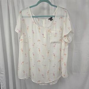 Torrid Flamingo Print Blouse with button back detail sz 2